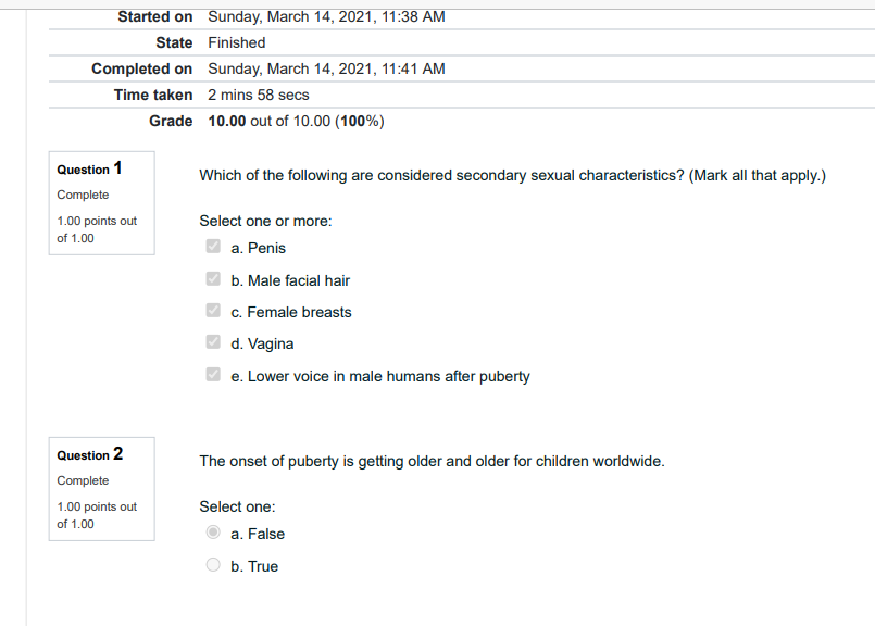 Quiz - Adolescence: Physical and Cognitive Development: