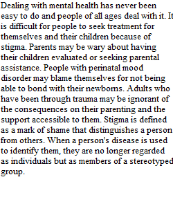 Reading Response1 Stigma and Mental Health