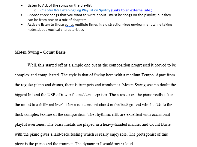 Chapter 8-9 Listening Logs